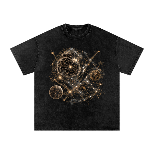Geometry of Space luxury oversized washed cotton T-shirt from the When Machines Dream collection by GlitchMeme