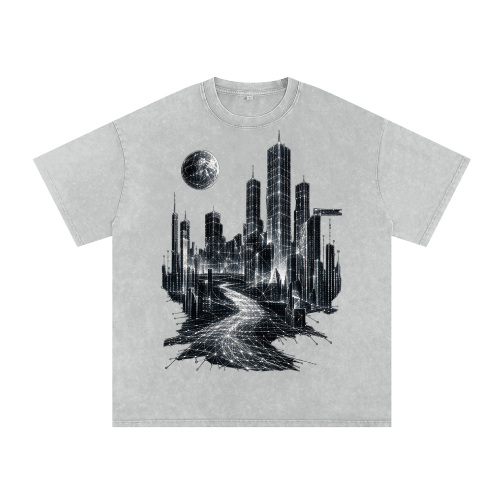 Cities of Pattern luxury washed cotton streetwear T-shirt, alternate color and garment view 7