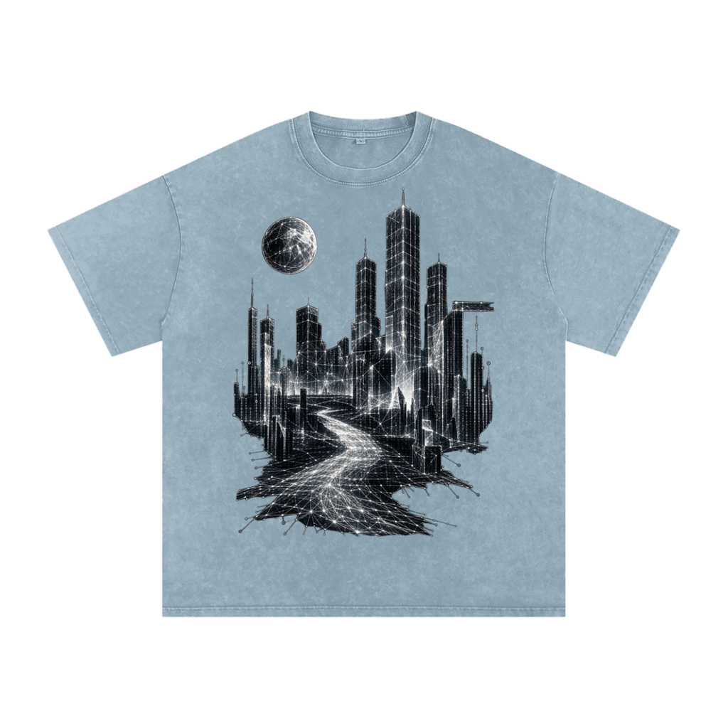 Cities of Pattern luxury washed cotton streetwear T-shirt, alternate color and garment view 21