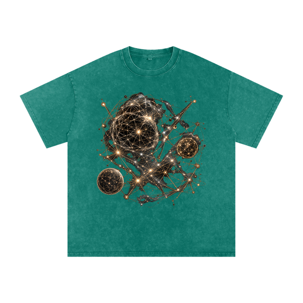 Geometry of Space luxury washed cotton streetwear T-shirt, alternate color and garment view 27