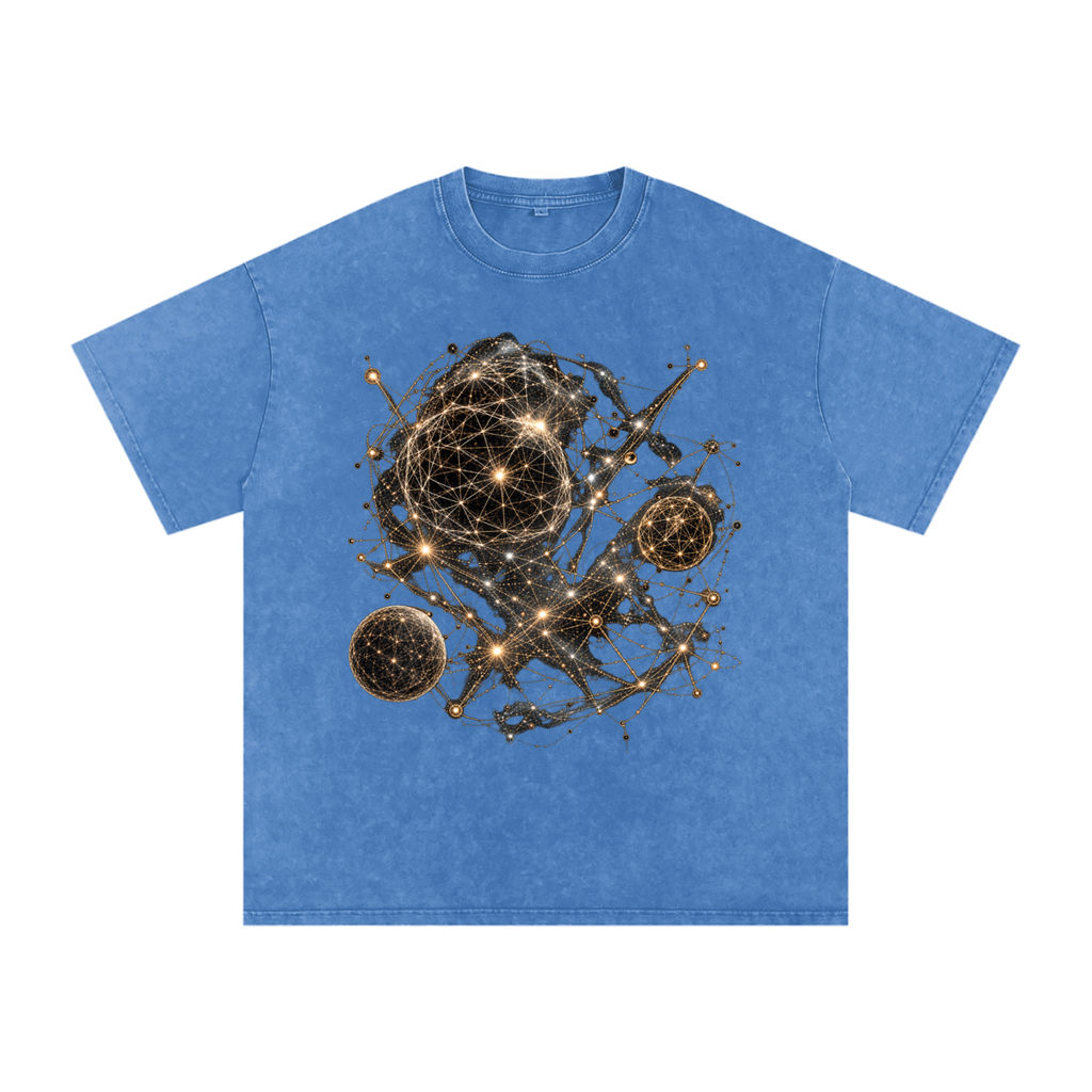 Geometry of Space luxury washed cotton streetwear T-shirt, alternate color and garment view 17