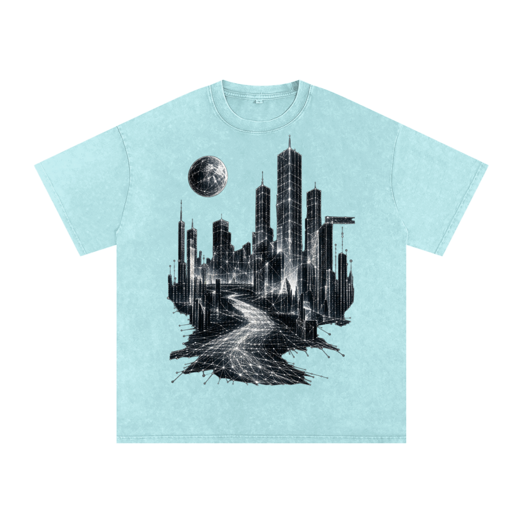 Cities of Pattern luxury washed cotton streetwear T-shirt, alternate color and garment view 3