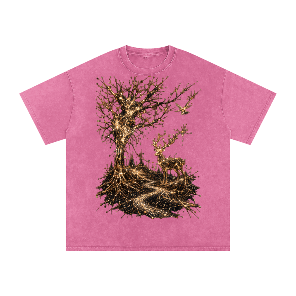 Life Is a System luxury washed cotton streetwear T-shirt, alternate color and garment view 15
