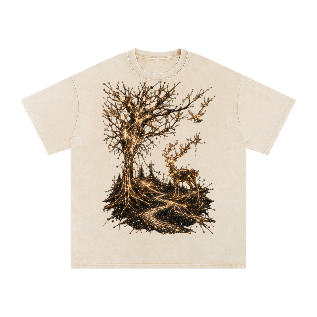 Life Is a System luxury washed cotton streetwear T-shirt, alternate color and garment view 5