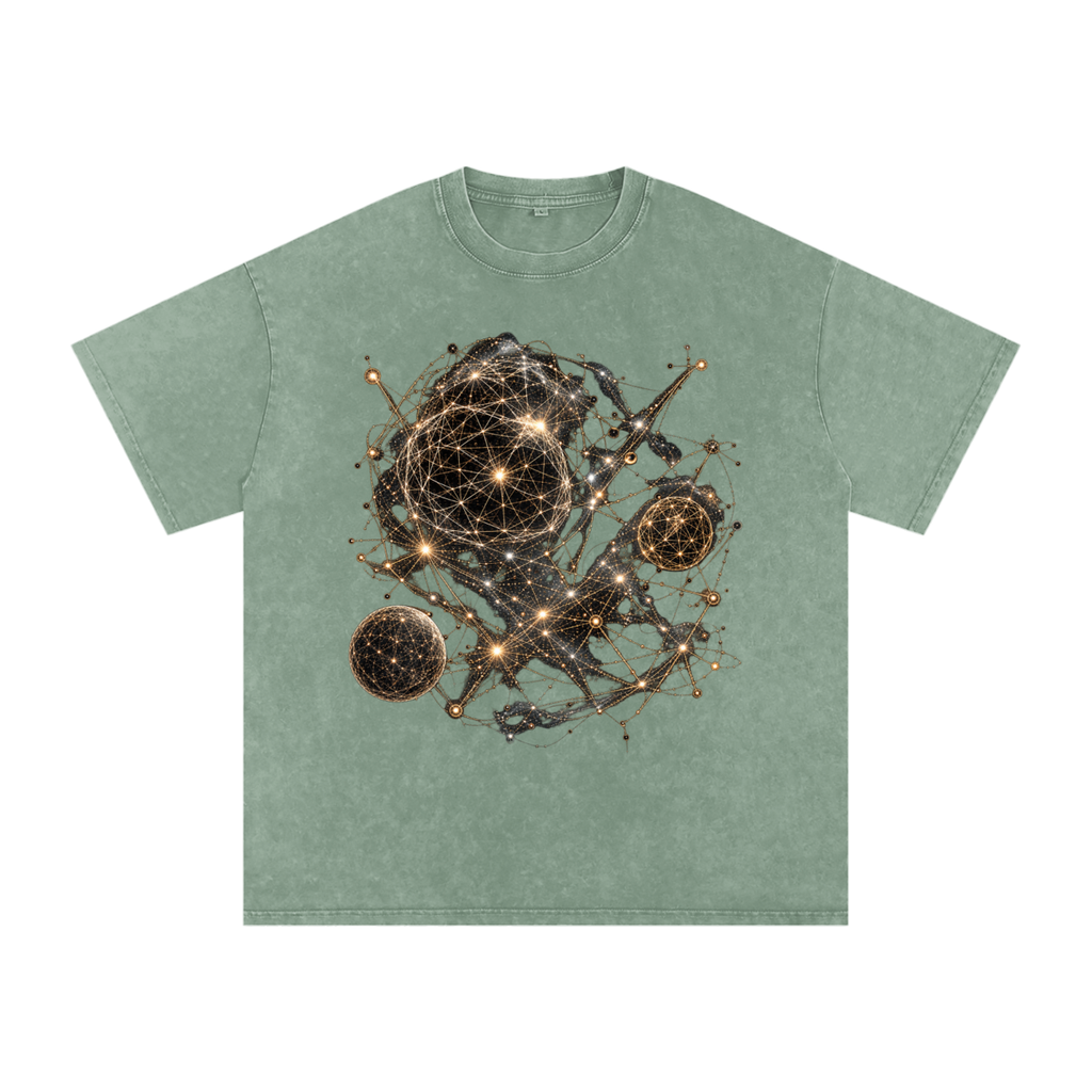Geometry of Space luxury washed cotton streetwear T-shirt, alternate color and garment view 9