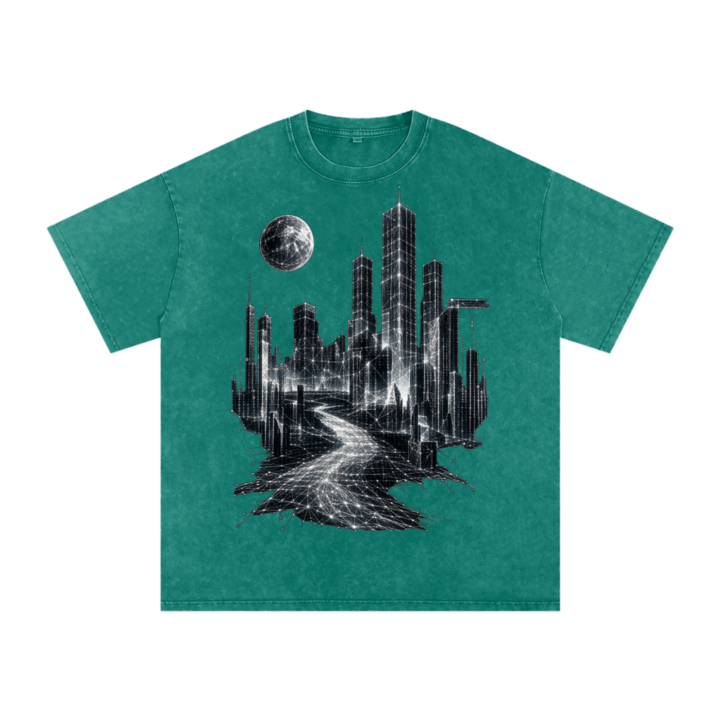 Cities of Pattern luxury washed cotton streetwear T-shirt, alternate color and garment view 27