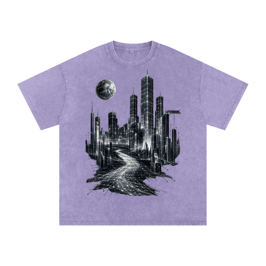 Cities of Pattern luxury washed cotton streetwear T-shirt, alternate color and garment view 11
