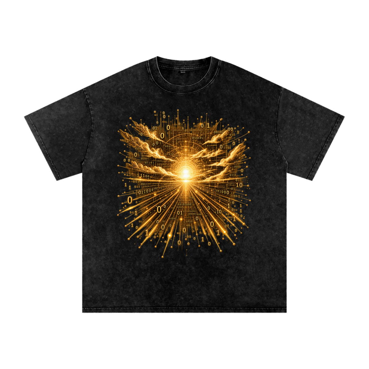 Time Is a Thread luxury oversized washed cotton T-shirt from the When Machines Dream collection by GlitchMeme