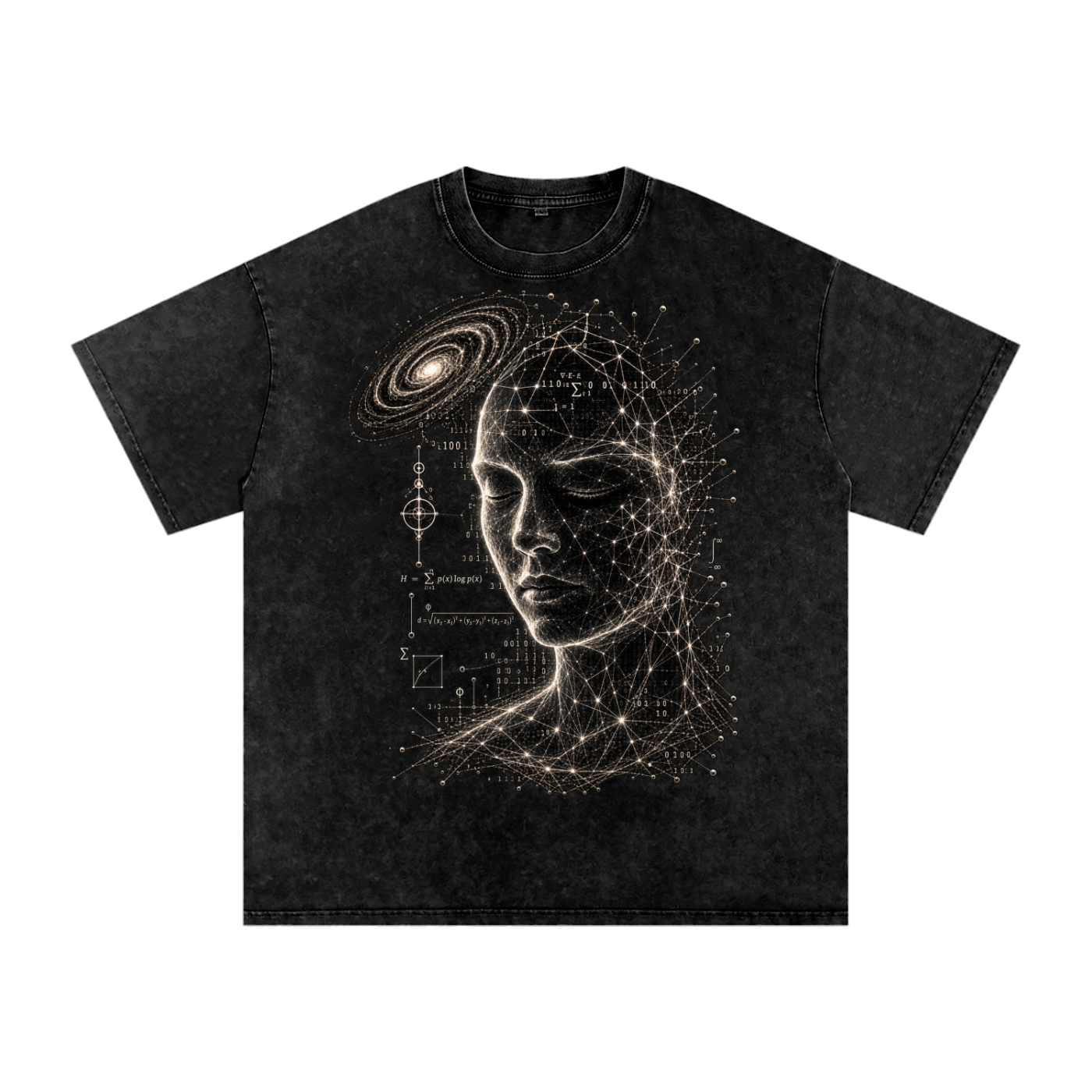 Minds as Mirrors luxury oversized washed cotton T-shirt from the When Machines Dream collection by GlitchMeme