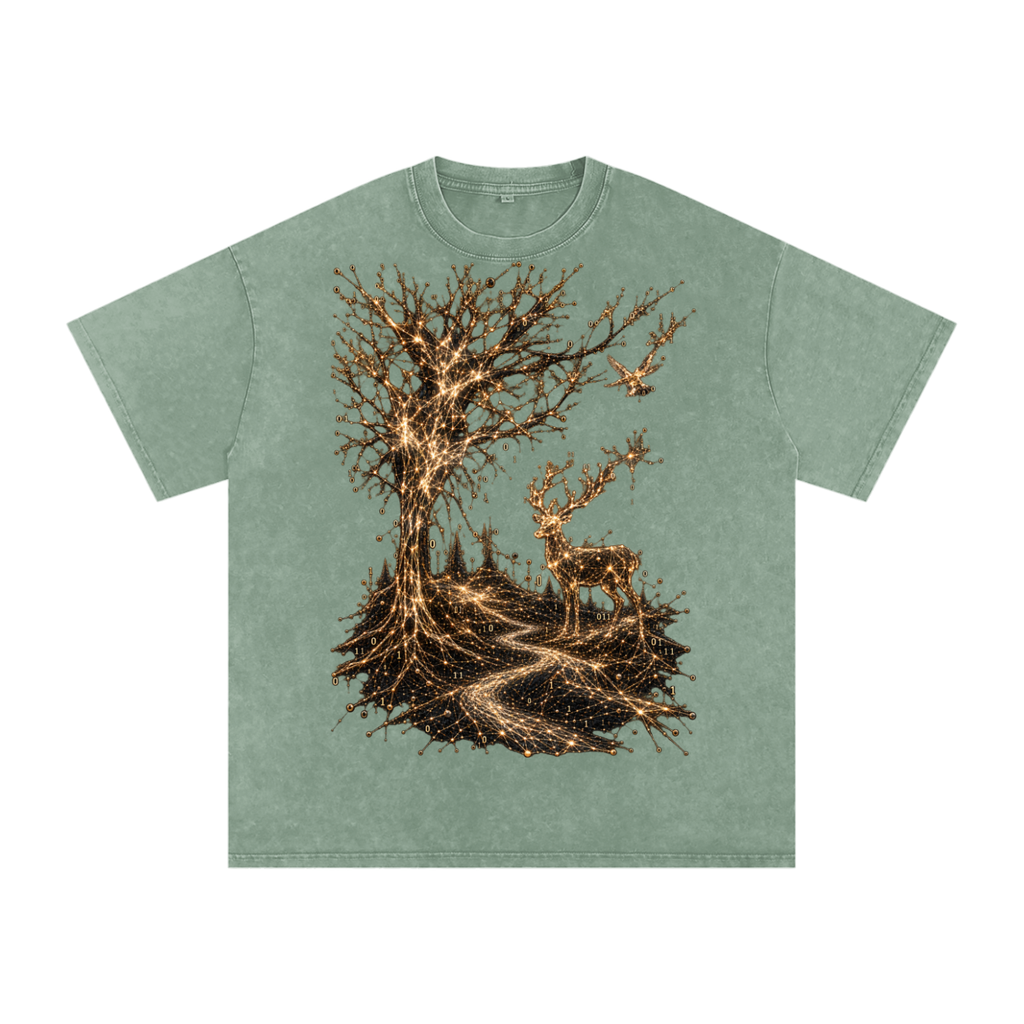 Life Is a System luxury washed cotton streetwear T-shirt, alternate color and garment view 9