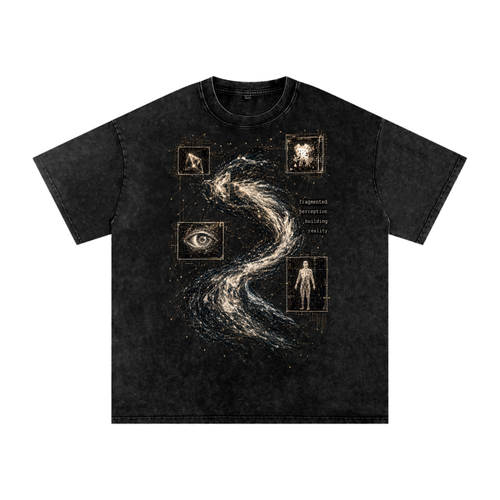 Fragments Become Whole luxury oversized washed cotton T-shirt from the When Machines Dream collection by GlitchMeme
