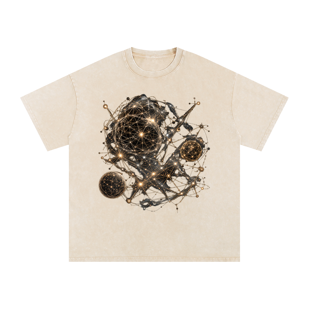 Geometry of Space luxury washed cotton streetwear T-shirt, alternate color and garment view 5