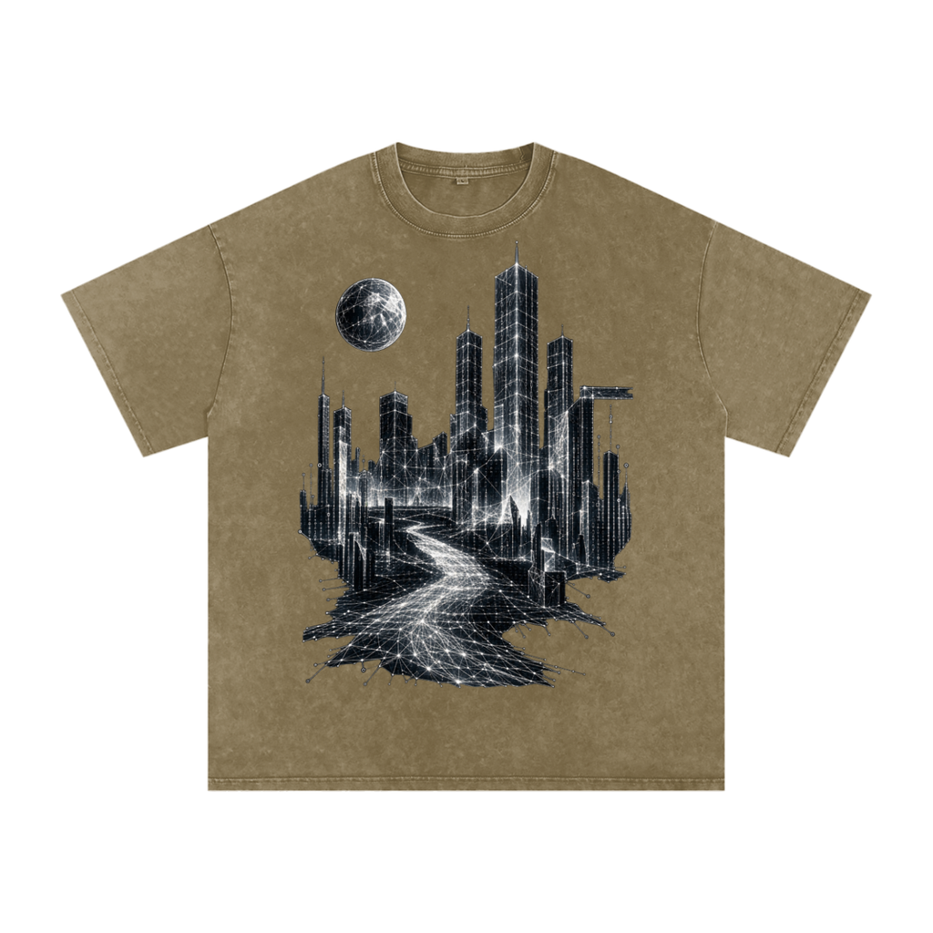 Cities of Pattern luxury washed cotton streetwear T-shirt, alternate color and garment view 29