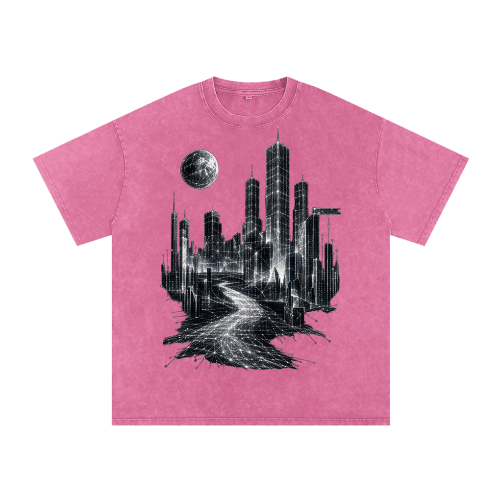 Cities of Pattern luxury washed cotton streetwear T-shirt, alternate color and garment view 15