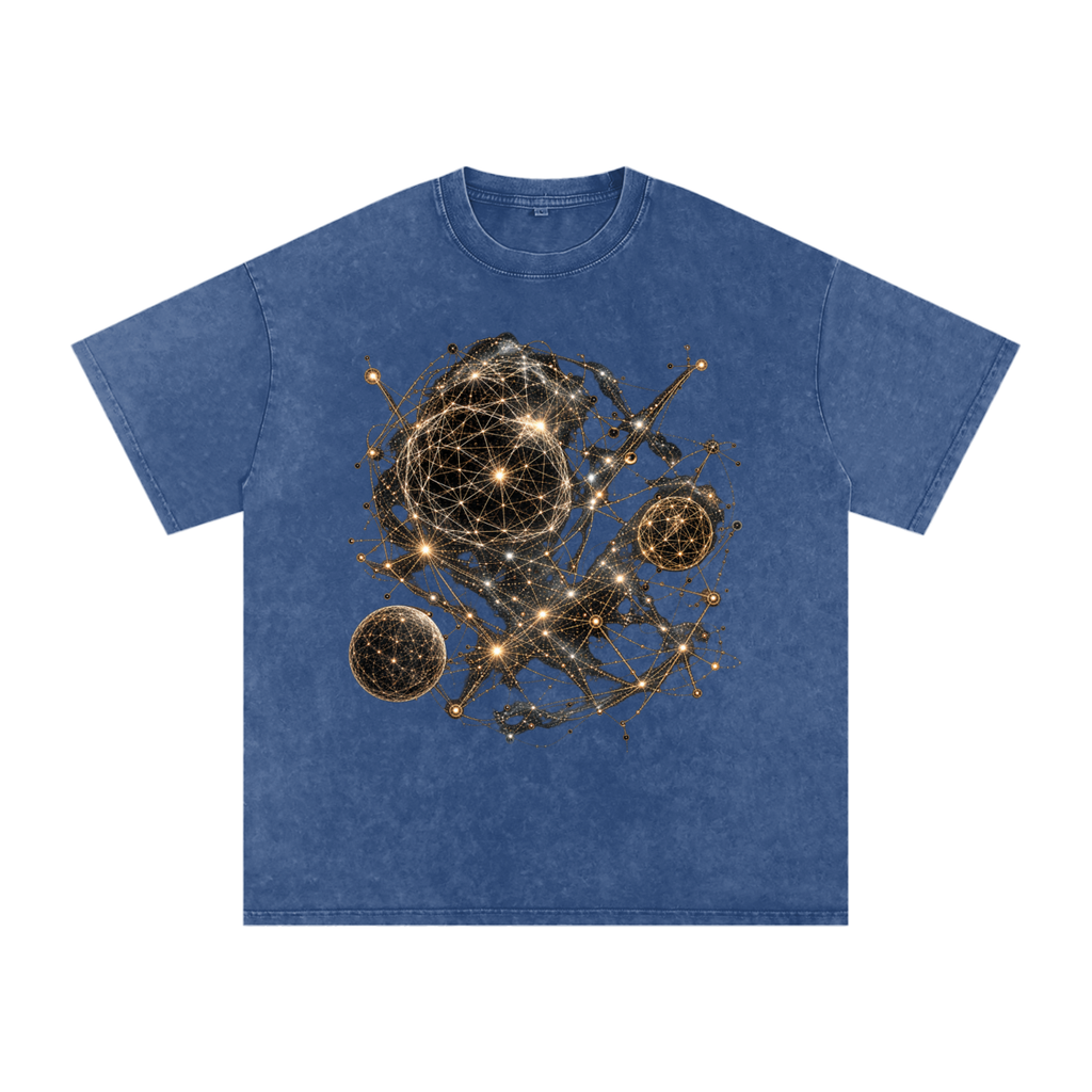 Geometry of Space luxury washed cotton streetwear T-shirt, alternate color and garment view 23