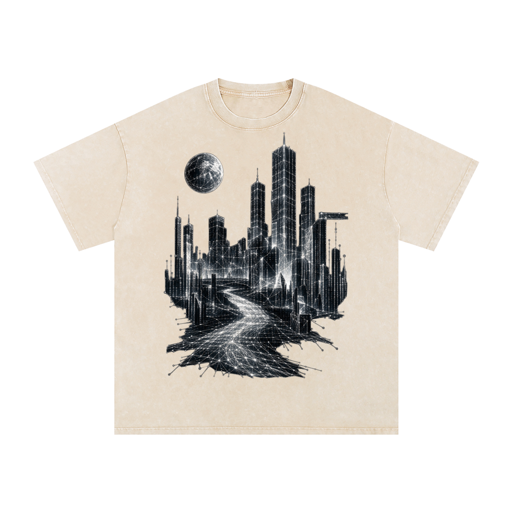 Cities of Pattern luxury washed cotton streetwear T-shirt, alternate color and garment view 5