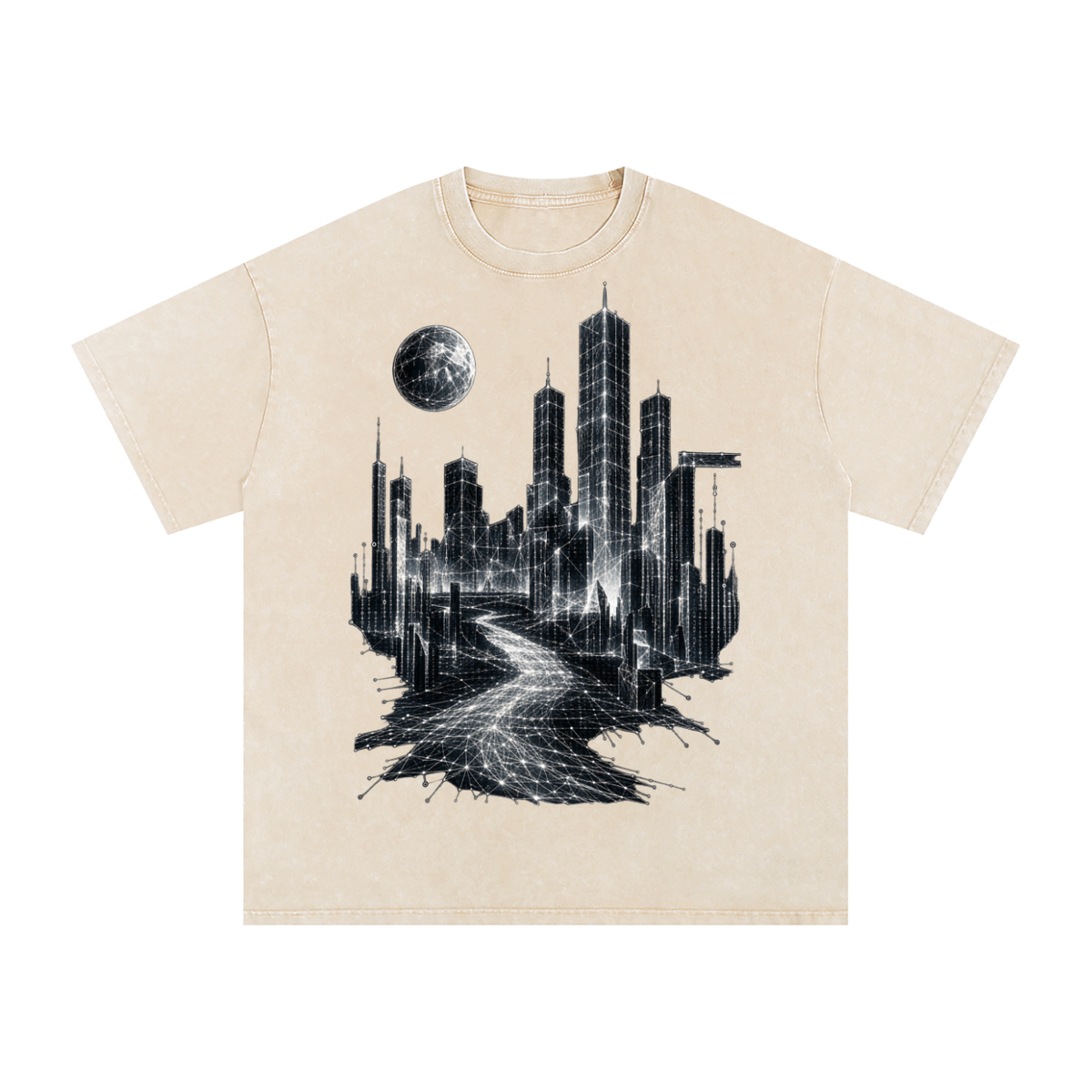 Cities of Pattern luxury washed cotton streetwear T-shirt, alternate color and garment view 5
