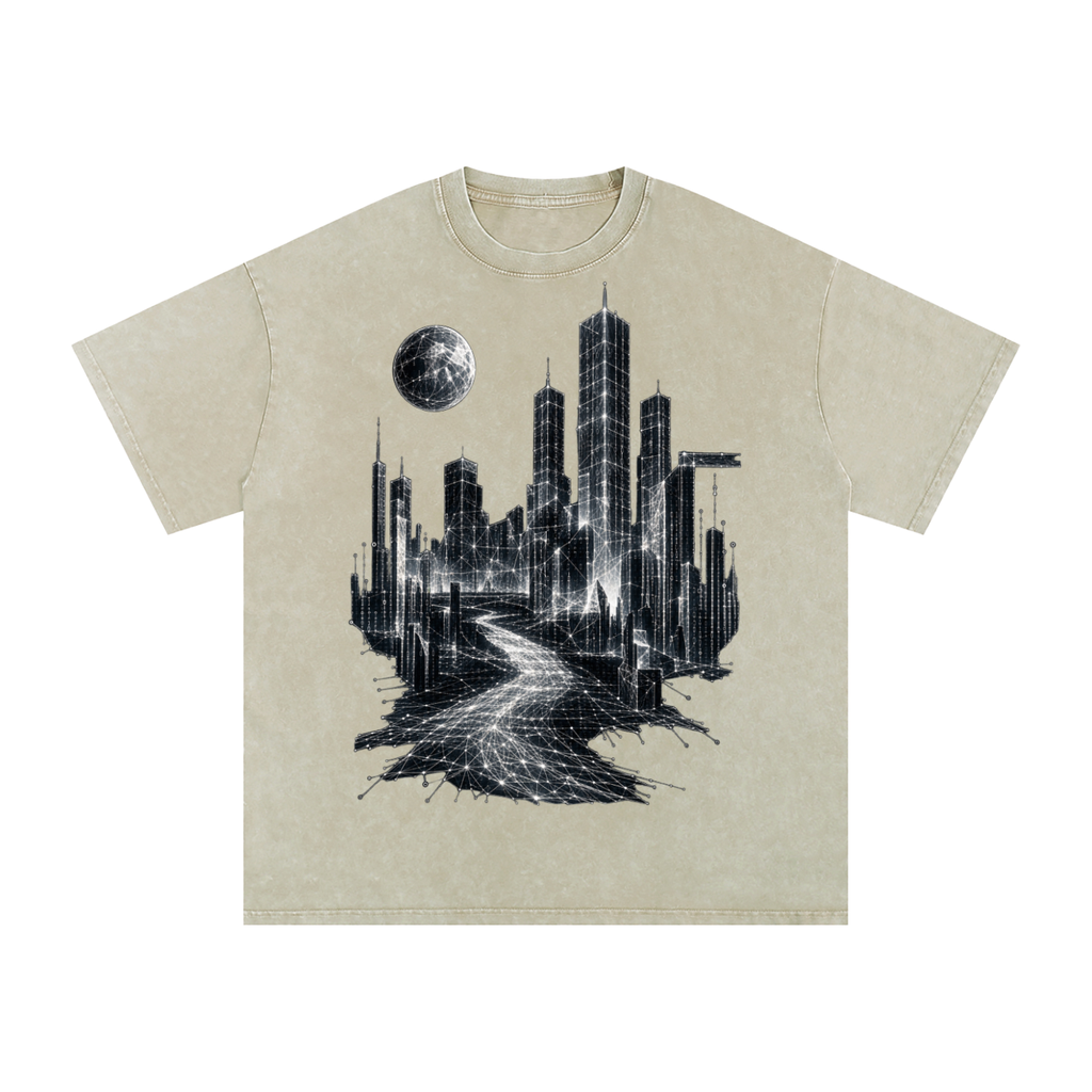 Cities of Pattern luxury washed cotton streetwear T-shirt, alternate color and garment view 35