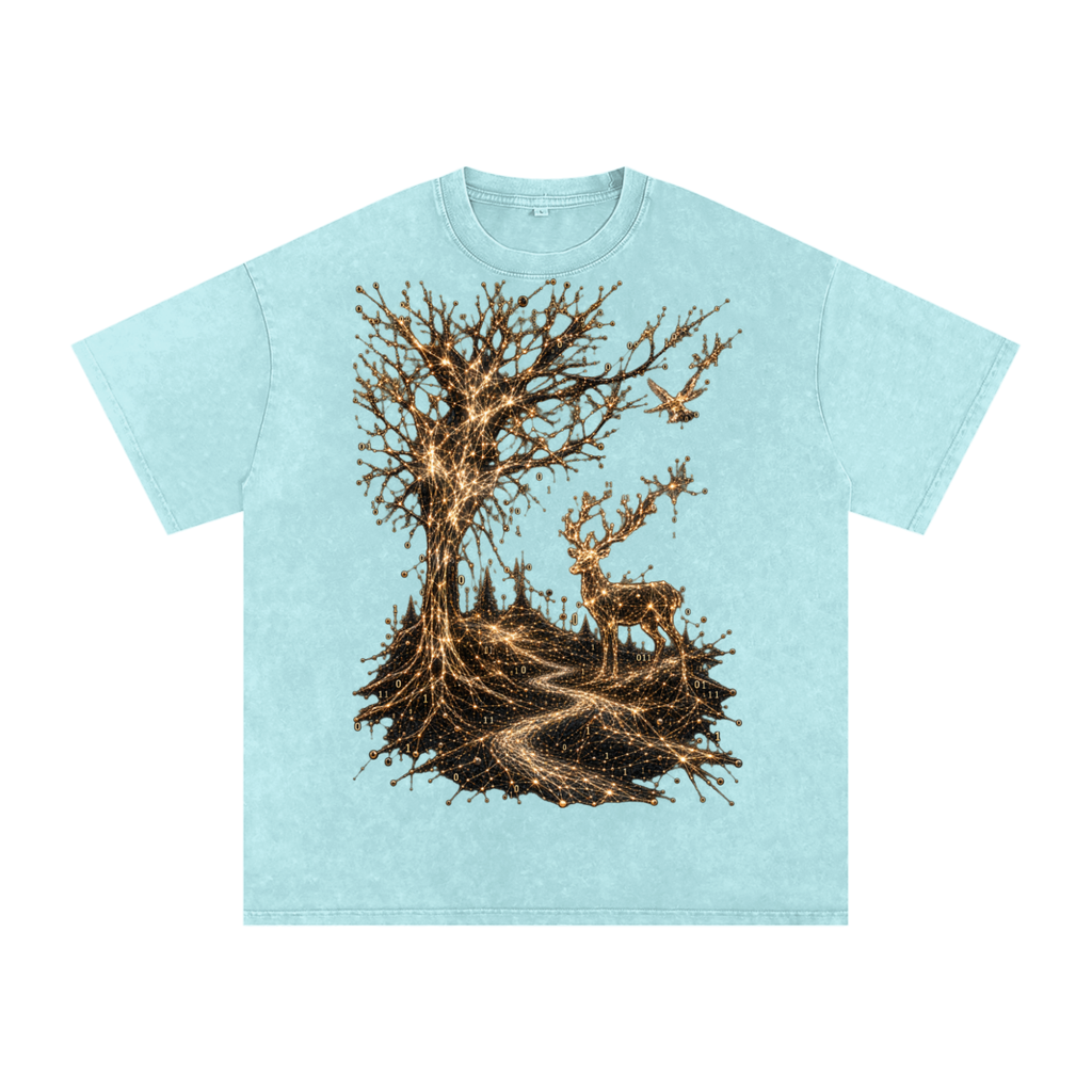 Life Is a System luxury washed cotton streetwear T-shirt, alternate color and garment view 3