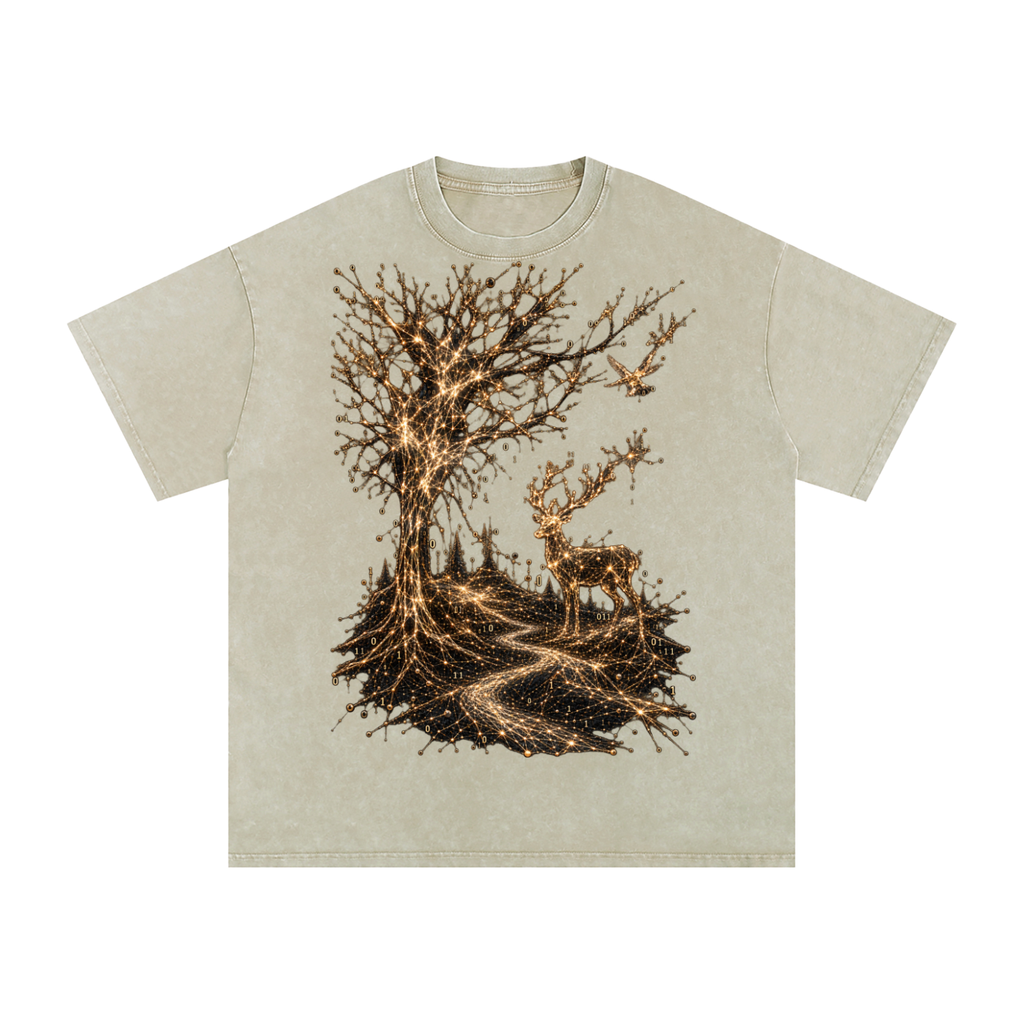 Life Is a System luxury washed cotton streetwear T-shirt, alternate color and garment view 35