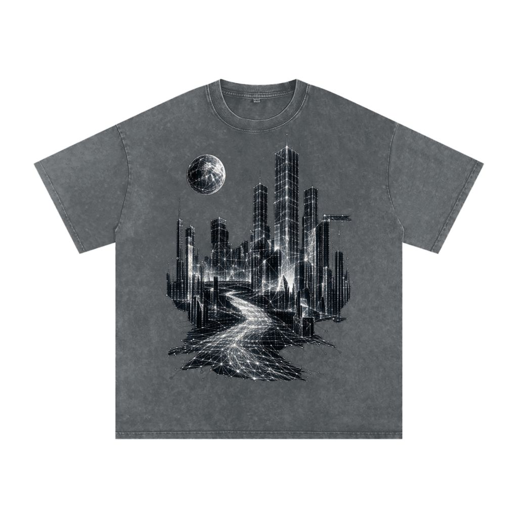 Cities of Pattern luxury washed cotton streetwear T-shirt, alternate color and garment view 31