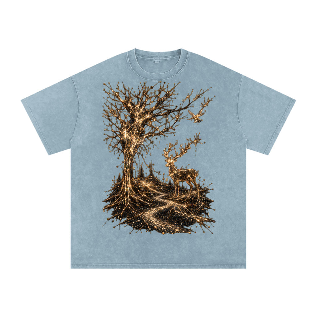 Life Is a System luxury washed cotton streetwear T-shirt, alternate color and garment view 21