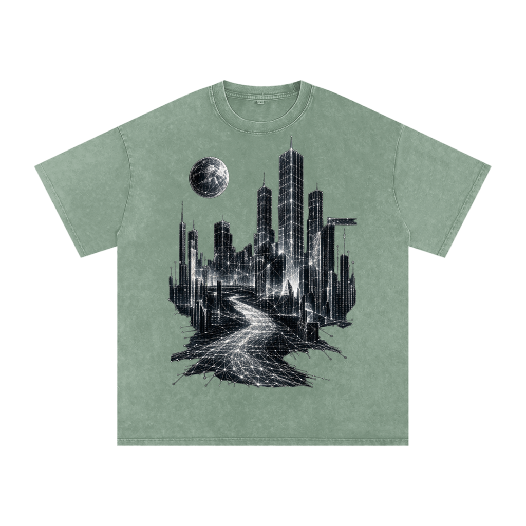 Cities of Pattern luxury washed cotton streetwear T-shirt, alternate color and garment view 9