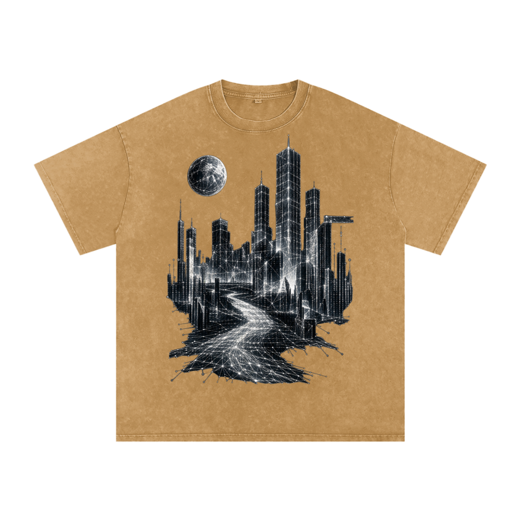 Cities of Pattern luxury washed cotton streetwear T-shirt, alternate color and garment view 19