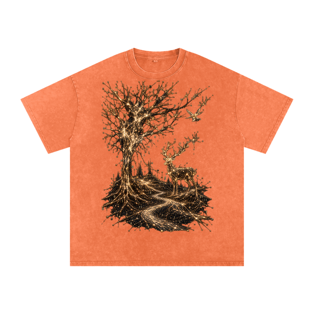Life Is a System luxury washed cotton streetwear T-shirt, alternate color and garment view 13