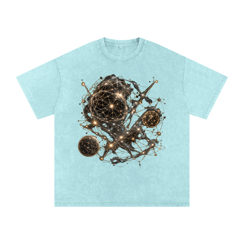 Geometry of Space luxury washed cotton streetwear T-shirt, alternate color and garment view 3