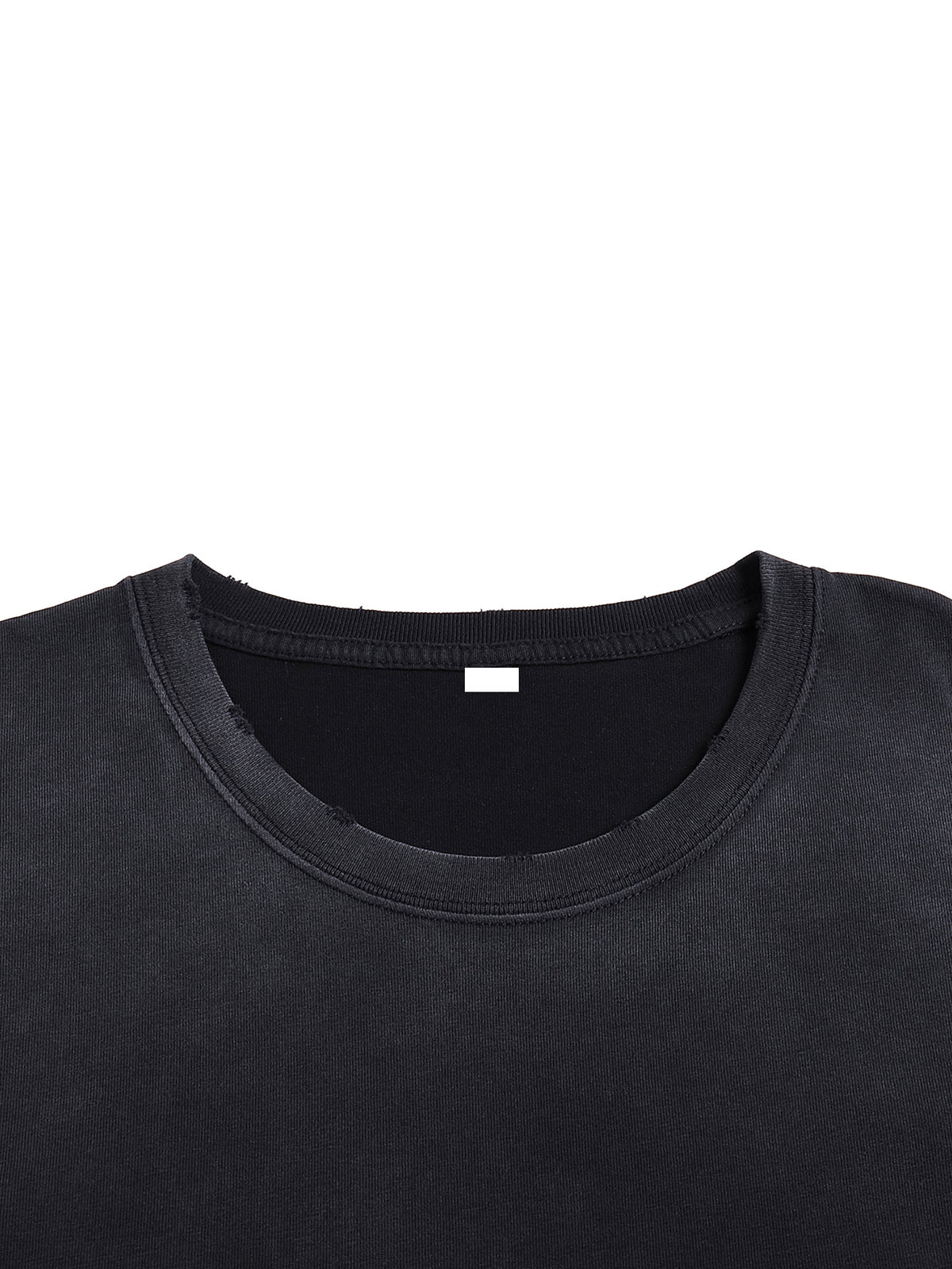 Washed cotton collar and hand-frayed neckline detail