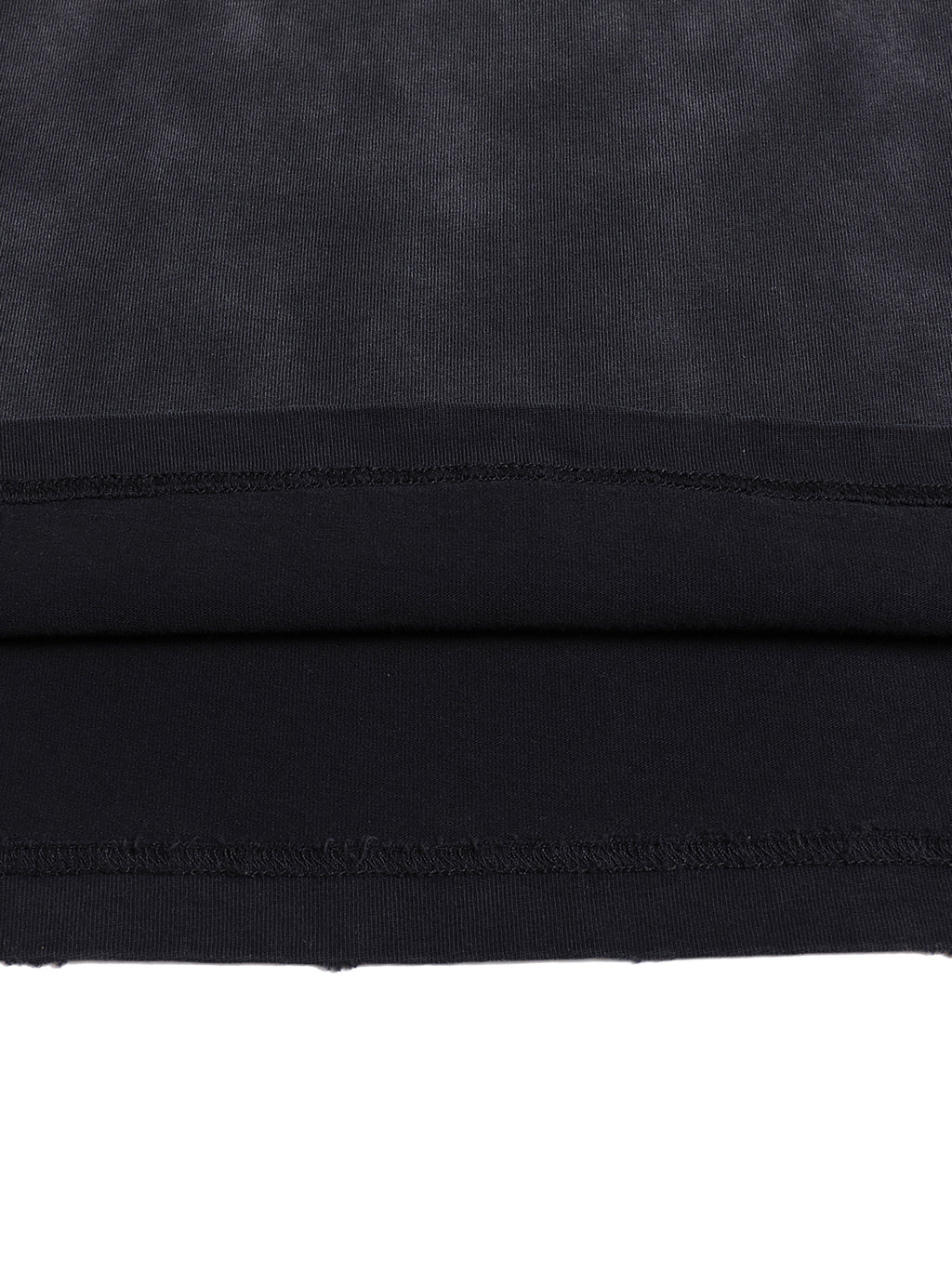 Interior hem construction and raw hand-frayed finish of the Life Is But a Meme luxury tee