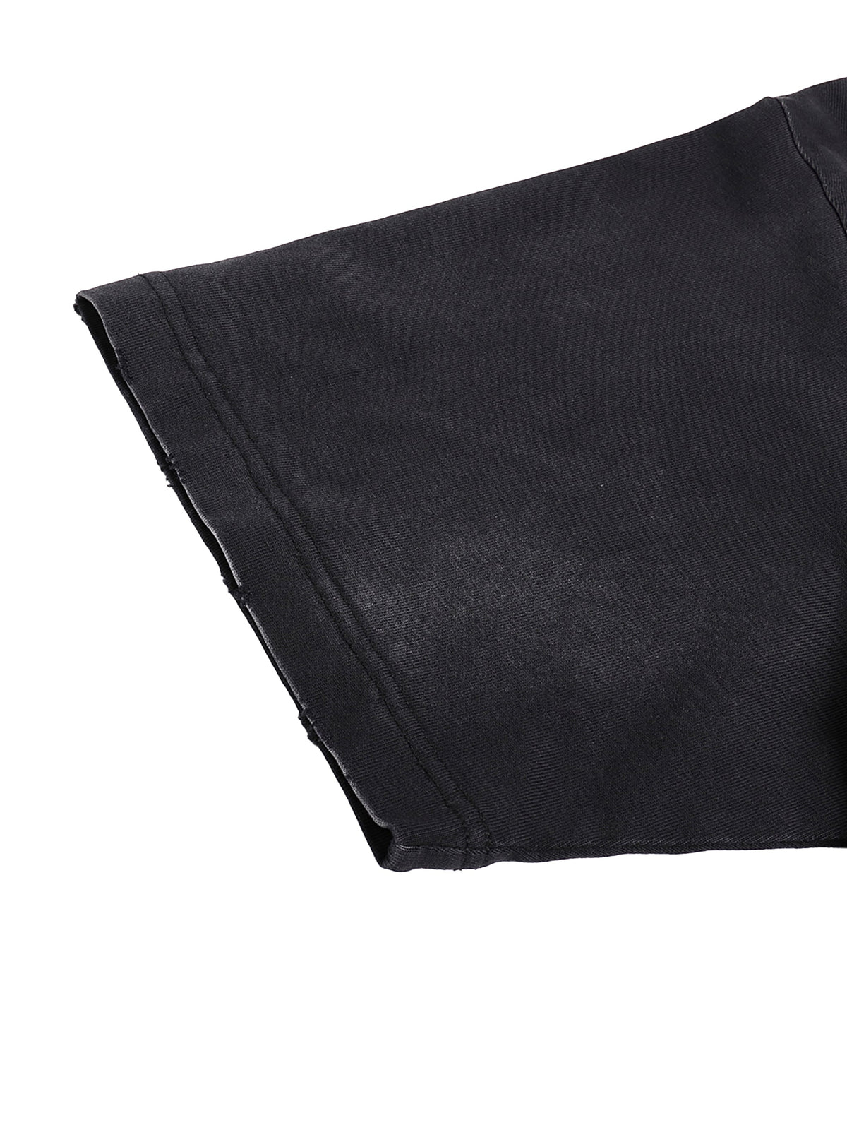 Raw hand-frayed sleeve edge detail